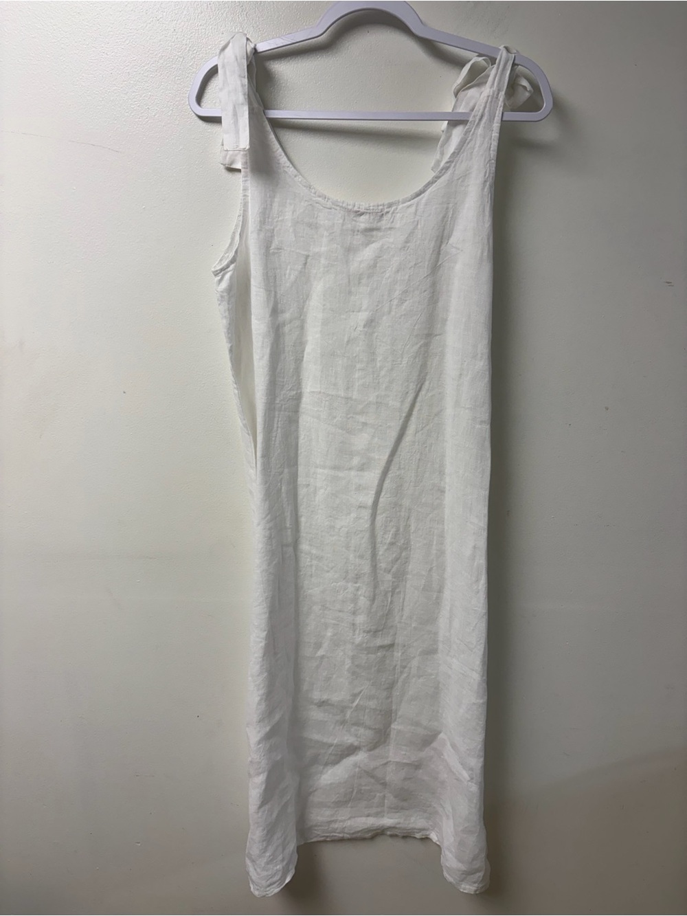 Valentina Naldi 100% Linen White Sleeveless Midi Dress Size Large